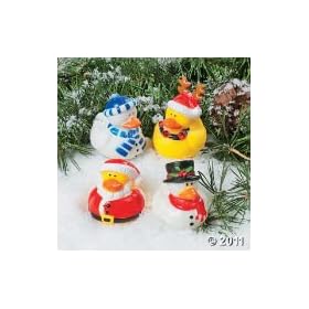 One Dozen (12) Christmas Holiday Rubber Ducky Party Favors