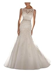 Lace Backless Sheer Applique Beaded Mermaid Sleeveless  Dress