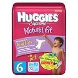 Huggies Supreme Natural Fit Baby Diapers Size 6 35lb +, 34ea, 2 Packs