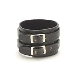 Black silver buckle 40 mm designer leather wristband bracelet by 81stgeneration