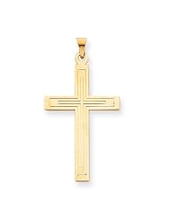 14k Gold Solid Cross Pendant