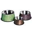 Loving Pets Artistic Oxidized Green Stainless Steel No-Tip Bowl for Dogs