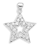 Hight School star jewelry is Sterling Silver Rhodium Plated CZ Star Open Center Pendant