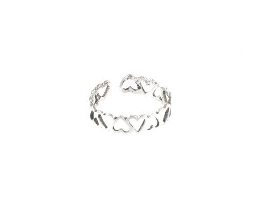 Toe Ring - Sterling Silver Connected Hearts Adjustable Toe Ring