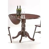 International Concepts T49-42DP Round Dual Drop Leaf Ped Table Merlot 42 