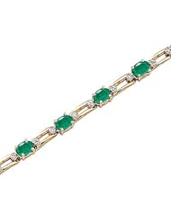 14kt Yellow Gold Oval Emerald and Diamond Bracelet