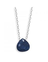 MMA Silver - 16.5 inch+2 inch Blue Jade Drop Necklace