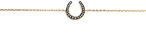 Blinglane Women's Lucky Horseshoe Charm Elegant Fashion Rhodium plated Bracelet Gold + Black Rhodium