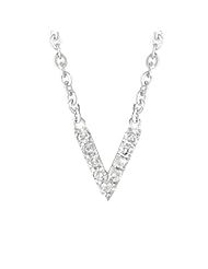 Sterling silver 0.05ct TDW Diamond Letter V Initial Necklace (G-H, I2-I3)