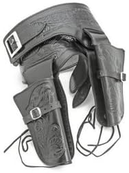 Western Style Double Sided Holsters - Medium 30-34 Black leather
