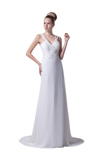 Reviews Elegant Beaded Empire V Neck Maxi Long Plus Size Wedding Gowns ...