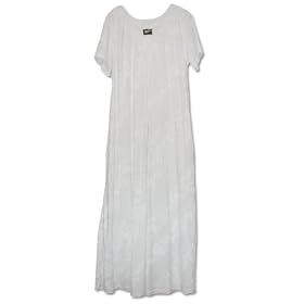 Fern Leaf Garden Cap Sleeve Hawaiian Aloha V-Neck Caftan Style Long Dress in Wedding White - Plus Size