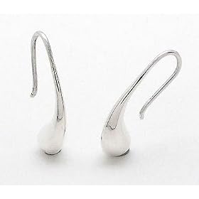 Curved Kidney Bean Shaped Sterling Silver Hook Earrings