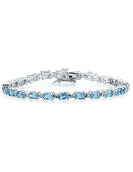 14k White Gold Diamond and Blue Topaz Bracelet