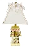Glenna Jean Yellow Lamp with Roses and Ribbon Shade