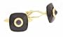 Handcrafted 18kt yellow gold cufflinks with multi faceted onyx and sapphire