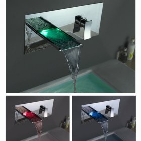 3 Fear Warranty Single Handle Chrome Waterfall LED Bathroom Sink Faucet Free Shipping