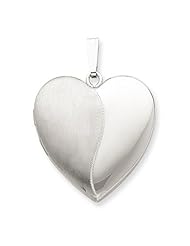 Genuine .925 Sterling Silver 24mm Polished & Satin Heart Locket. 100% Satisfaction Guaranteed.