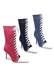 4.5 inch Heel Sneaker Ankle Boots Women's Size Shoe With Stiletto Heel and Contrasting Pointy Toe