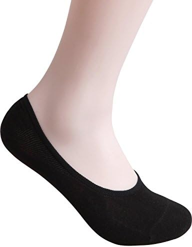 American Trend Women's No-Show Low-Cut Sock Liners Silicon Heel Grip (FBA)(1 Pair-Black, Shose Size 5-8)