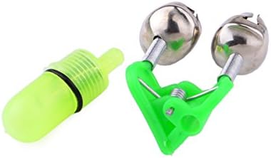 Fishing rod Double Alarm Alert Bells with LED Bulb for night fishing - Green(10 PCS)
