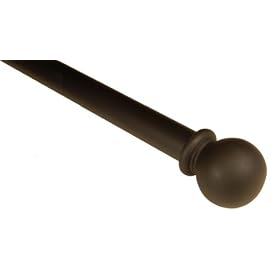 BCL Drapery Hardware, Classic Ball Curtain Rod, Black Finish, 86-inch to 120-inch