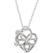 Sterling Silver Open Heart Key Hole and Key Charm Pendant with a Diamond Accent - FREE Chain