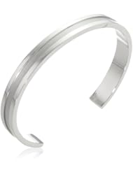Womens Stainless Steel Matt Central Cuff Bracelet