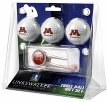 Minnesota Golden Gophers 3 Golf Ball Gift Pack With Cap Tool