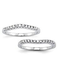 Genuine IceCarats Designer Jewelry Gift 14K Set Of 2 White Gold Diamond Wedding Bands Size 7.00