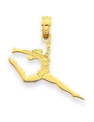 14k Gold Solid Polished Gymnast Pendant