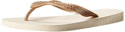 Havaianas Women's Top Metallic Flip Flop, Beige, 37 BR/7/8 W US