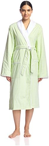 Marigot Collection Women's Maya Check Robe, Key Lime, S