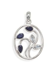 Iolite and Rainbow Moonstone Pendant