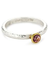 GURHAN "Skittle" Silver with High Karat Gold Accents Pink Topaz Ring, Size 7