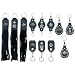 Diamond Plate 12pc Genuine Leather Key Chain Set Skull Cross Bones Maltese Cross Eagle Head