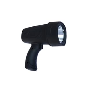 GSI Super-Quality Handheld Waterproof Rechargeable Rubber Spotlight – Built In Flashlight Battery, Car Charger and Home Charger Included – 3 Watt Bright LED Bulb – For Camping, Emergencies and All Outdoor Activities