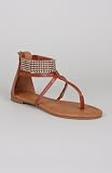 Bamboo Promise-02 Criss Cross T-Strap Sandal - Chestnut Wet PU