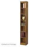 31hdd6VzKxL. SL160  Safco Products   7 Shelf Veneer Baby Bookcase, 12W   1514MO   Color: Medium Oak   Dimensions: 12w x 12d x 84h   Material: Wood Veneer;Particle Board   Think forward with furnishings that support your expanding workspace. The Veneer Baby Bookcase is a perfect addition to your workspace with clean lines and traditional design. Baby your space with sturdy shelving that accommodates your work environment. Richly stained, each bookcase can be paired with Square Edge Veneer Bookcases for a b