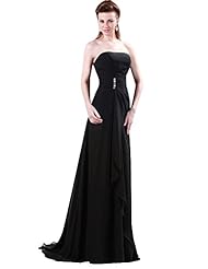 Strapless Acrylic/Chiffon Lace-Up Beaded Pleated   Ball Gown Prom Dress 