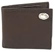 Brown Pebble Grain Leather Bi-fold Wallet with Silver Emblem - Collegiate Series