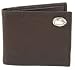 Brown Pebble Grain Leather Bi-fold Wallet with Silver Emblem - Collegiate Series