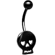 Black Electro Titanium Heartfelt Skull Belly Ring