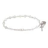 Pewter and Aurora Crystal Rosary Bracelet by Bob Siemon, 7.5"
