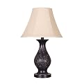 Bronze Filigree Table Lamp - Tan Shade