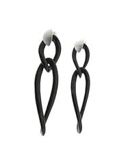 Phil Laender - Silver Onyx Earrings - Sterling Silver - 1.5 Gr - 60mm
