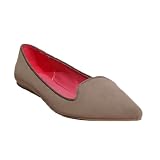 Women's Qupid Taupe Women's Qupid Taupe Pointy Toe Loafer Flat (Site03)