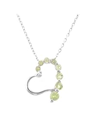 Sterling Silver Genuine Stone Journey Heart Pendant Necklace, 18"