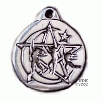 Wild Women Pentagram - Pewter Pendant (1-1/16" across)
