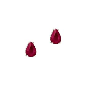 14K Yellow White Gold 1 1 2 ct. Teardrop Shaped Ruby Earrings by Ruby Birthstones